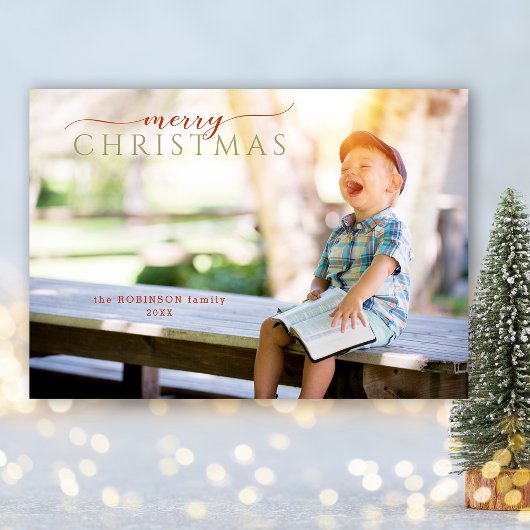 ミニマル書道グリーティング&写真 三つ折りクリスマスカード