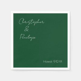 ミニマル書道ダークエメラルド結婚ズ スタンダードカクテルナプキン