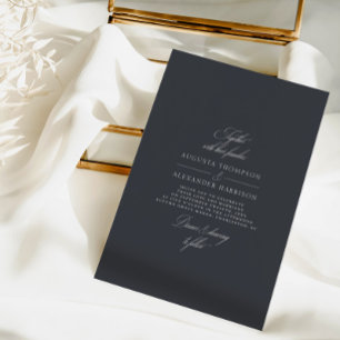 ミニマル書道ダーククラシックグ結婚レイ 招待状
