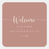 ミニマル書道テラコッタ結婚の歓迎 スクエアシール (正面)