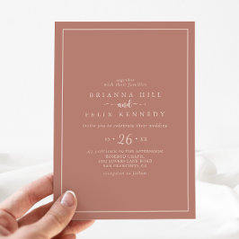 ミニマル書道テラコッタ結婚カジュアルズ 招待状