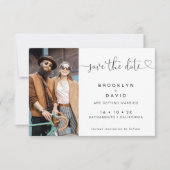 ミニマル書道ハート日付カードの保存 招待状 (正面)