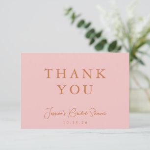 ミニマル書道ピンクブライダルシャワーフラット サンキューカード