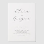 ミニマル書道フォトオーバーレイ結婚ズ ベラム紙招待状 (正面)