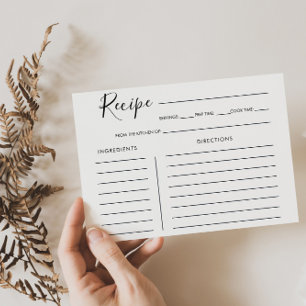 ミニマル書道ブライダルシャワーレシピカード