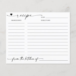 ミニマル書道ブライダルシャワーレシピカード