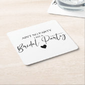 ミニマル書道ブライダルパーティ スクエアペーパーコースター (アングル)