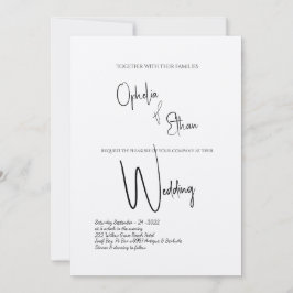 ミニマル書道ブラック&ホワイト結婚ズ 招待状