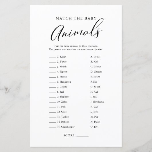 ミニマル書道ベビーアニマルマッチゲーム (正面)
