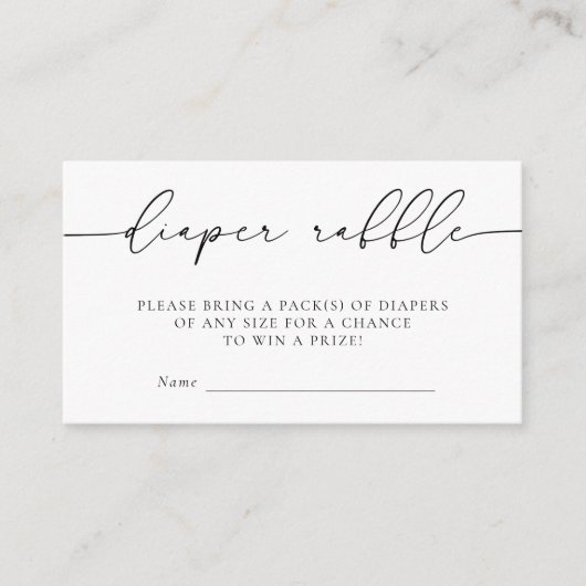 ミニマル書道ベビーシャワーおむつラッフル エンクロージャーカード (正面)