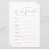 ミニマル書道ベビーシャワー単語スクランブル (正面/裏面)