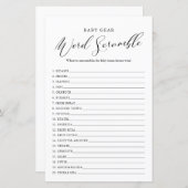 ミニマル書道ベビーシャワー単語スクランブル (正面/裏面)