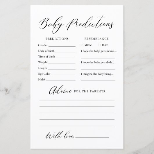 ミニマル書道ベビー予測とアドバイス (正面)