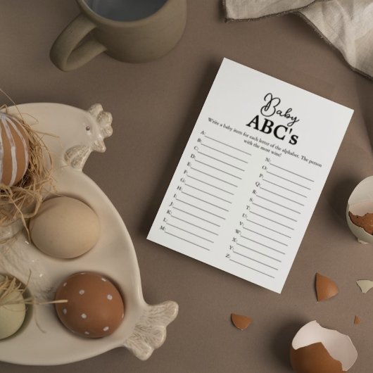ミニマル書道ベビーABCのゲームのベビーシャワー 案内状