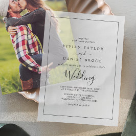 ミニマル書道ボホクラシックブラック結婚ズ ベラム紙招待状