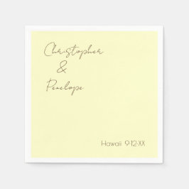 ミニマル書道ライトイエロー結婚ズ スタンダードカクテルナプキン