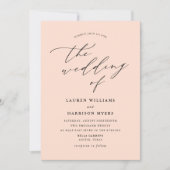 ミニマル書道ライトピーチ | ウェディング 招待状 (正面)