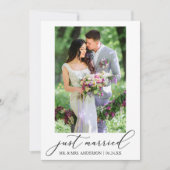 ミニマル書道写真たった今結婚しました結婚ズ 案内状 (正面)