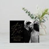 ミニマル書道写真保存日時 箔招待状ポストカード (立ち正面)