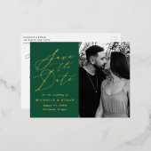 ミニマル書道写真保存日時 箔招待状ポストカード (正面/裏面)