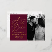 ミニマル書道写真保存日時 箔招待状ポストカード (正面/裏面)