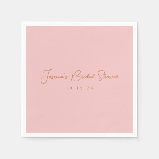 ミニマル書道可愛いピンクブライダルシャワー スタンダードカクテルナプキン (正面)