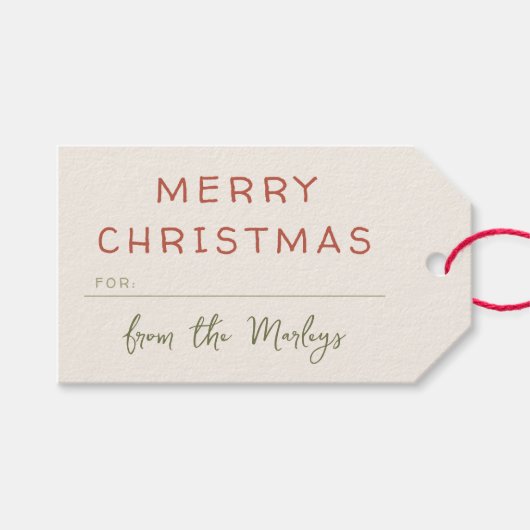 ミニマル書道可愛いメリークリスマス ギフトタグ (正面(横))