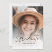 ミニマル書道台本2枚の写真卒業 案内状 (正面)