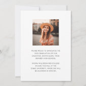 ミニマル書道台本2枚の写真卒業 案内状 (裏面)