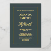 ミニマル書道台本50誕生日 箔招待状 (正面)