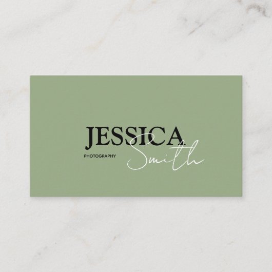 ミニマル書道台本Boho Sage Green 名刺 (正面)