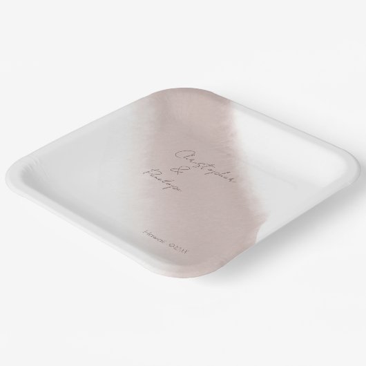 ミニマル書道埃っぽいピンクの水色 ペーパープレート (傾斜あり)