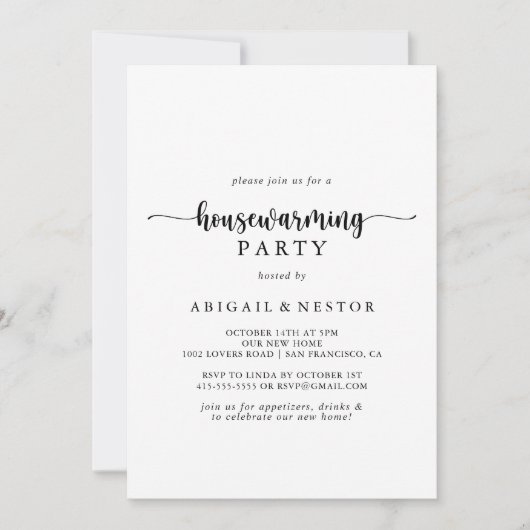 ミニマル書道引っ越し祝いパーティーパーティー 招待状 (正面)