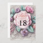 ミニマル書道文字誕生日パーティー 招待状 (正面/裏面)