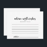ミニマル書道結婚のアドバイスカード ポストカード<br><div class="desc">このミニマル結婚な書道のアドバイスカードはAの為にモダン最適結婚である。とシンプルデザインエレガントは白黒のクラシックとスクリプトのタイポグラフィを備えファンシー、これらのカードは結婚の、ブライダルシャワー、ベビーシャワー、卒業式パーティーなどに最適である。新郎新婦の名前、両親または卒業生の名前でカードをパーソナライズ。</div>