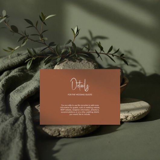 ミニマル書道結婚のテラコッタ エンクロージャーカード