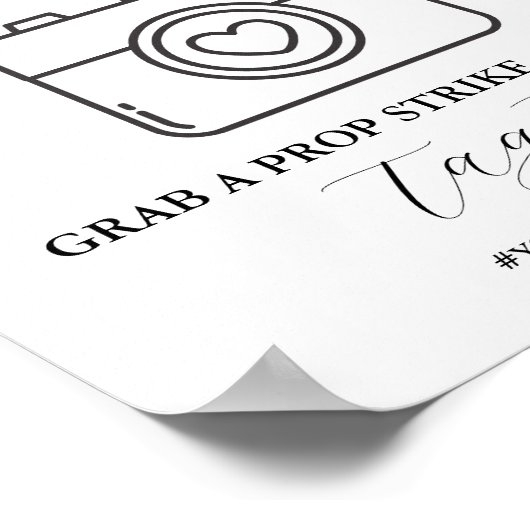 ミニマル書道結婚の写真ブースの看板 ポスター (角)