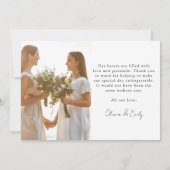 ミニマル書道結婚写真 サンキューカード (裏面)