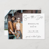 ミニマル書道結婚式の日付カードを保存 招待状 (正面/裏面)