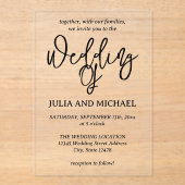 ミニマル書道結婚式招待状 アクリル招待状 (正面)