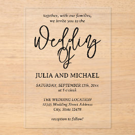 ミニマル書道結婚式招待状 アクリル招待状