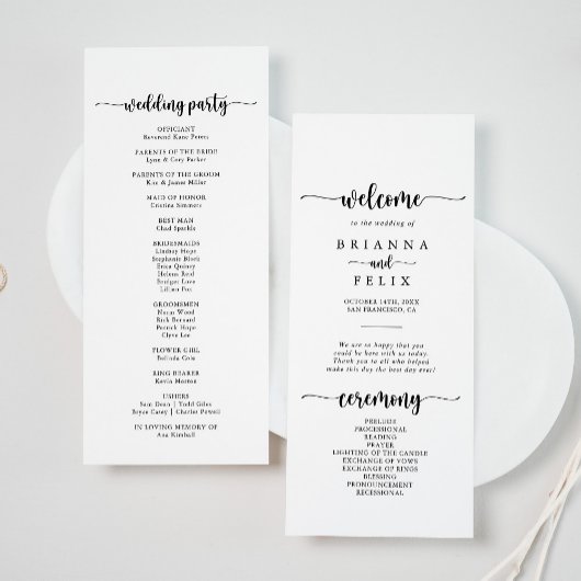 ミニマル書道結婚式 プログラム