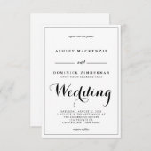 ミニマル書道縁ど黒結婚の 招待状 (正面/裏面)