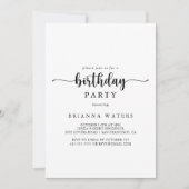 ミニマル書道誕生日パーティーの招待 招待状 (正面)