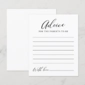 ミニマル書道赤ちゃんシャワーアドバイスカード (正面/裏面)