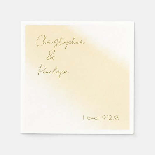 ミニマル書道金ゴールド水色結婚の スタンダードカクテルナプキン (正面)