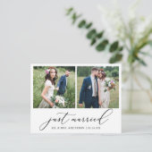 ミニマル書道2写真たった今結婚しました ポストカード (スタンド正面)