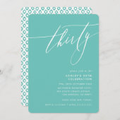 ミニマル書道30エレガント番パーティーミント 招待状 (正面/裏面)