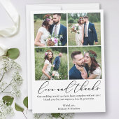 ミニマル書道4枚結婚の写真の愛 サンキューカード