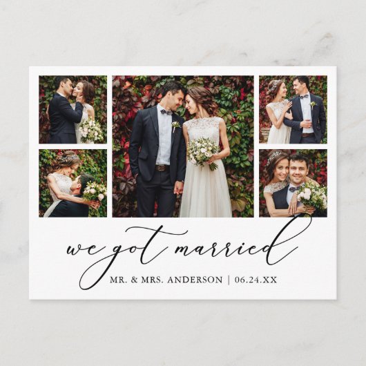 ミニマル書道5写真我々得結婚した ポストカード (正面)